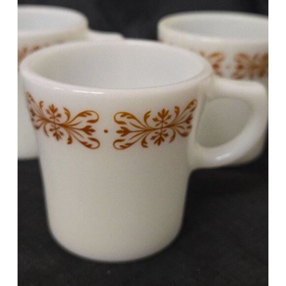 Lot of 3 Pyrex Copper Filigree Pattern 6oz Coffee Cups - Picture 2 of 7